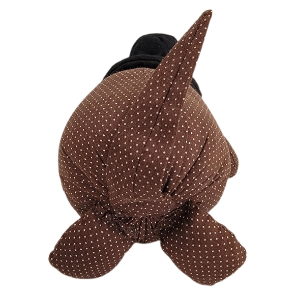 Whimsical Fabric Brown and White Poka Dot Country Mouse Black Felt Hat and Tie - Picture 6 of 7